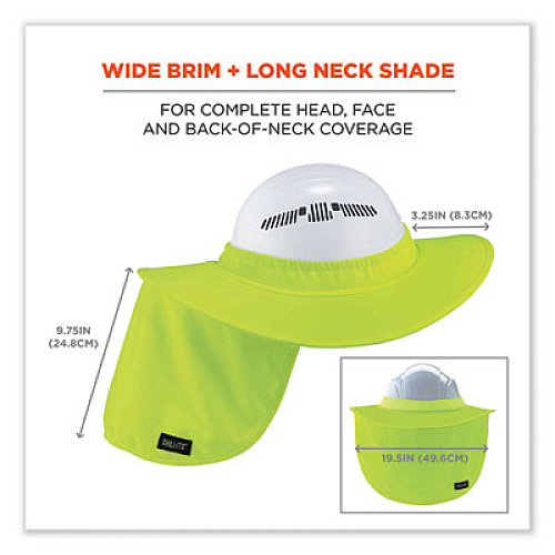 ergodyne Chill-Its 6660 Hard Hat Brim + Neck Shade, 19.5 x 9.75, Lime (12640)