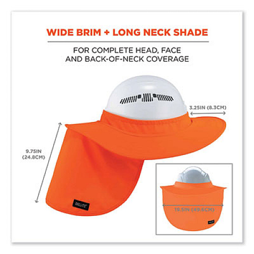 ergodyne Chill-Its 6660 Hard Hat Brim + Neck Shade, 19.5 x 9.75, Orange (12641)