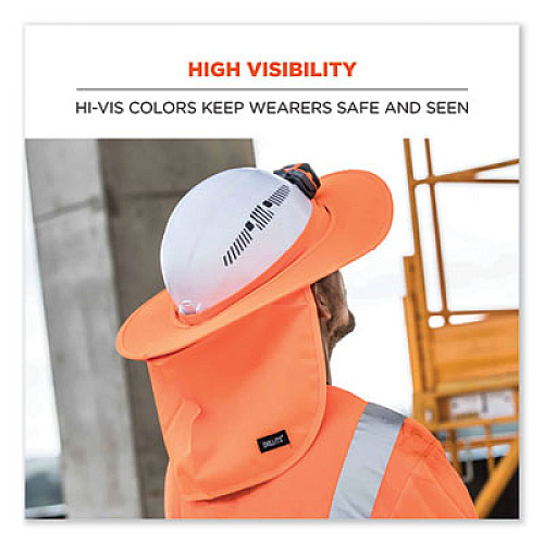 ergodyne Chill-Its 6660 Hard Hat Brim + Neck Shade, 19.5 x 9.75, Orange (12641)