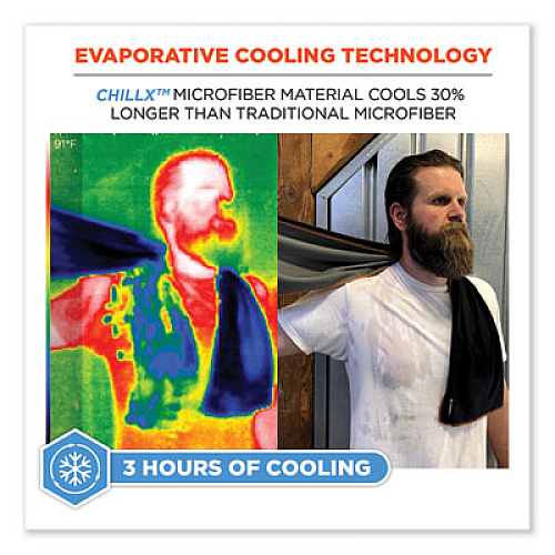 ergodyne Chill-Its 6602MF Evaporative Microfiber Cooling Towel, 40.9 x 9.8, One Size Fits Most, Microfiber, Blue (12660)