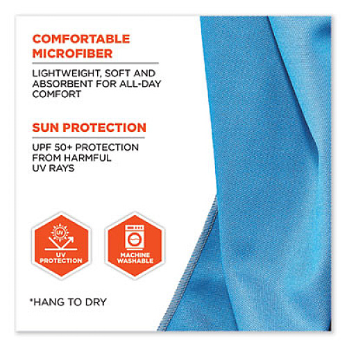 ergodyne Chill-Its 6602MF Evaporative Microfiber Cooling Towel, 40.9 x 9.8, One Size Fits Most, Microfiber, Blue (12660)
