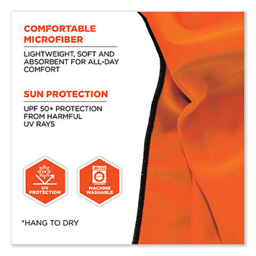 ergodyne Chill-Its 6602MF Evaporative Microfiber Cooling Towel, 40.9 x 9.8, One Size Fits Most, Microfiber, Orange (12661)