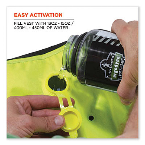 ergodyne Chill-Its 6685 Premium Dry Evaporative Cooling Vest with Zipper, Nylon, Large, Lime (12674)