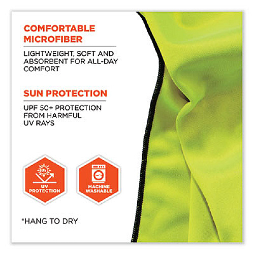 ergodyne Chill-Its 6602MF Evaporative Microfiber Cooling Towel, 40.9 x 9.8, One Size Fits Most, Microfiber, Lime (12669)