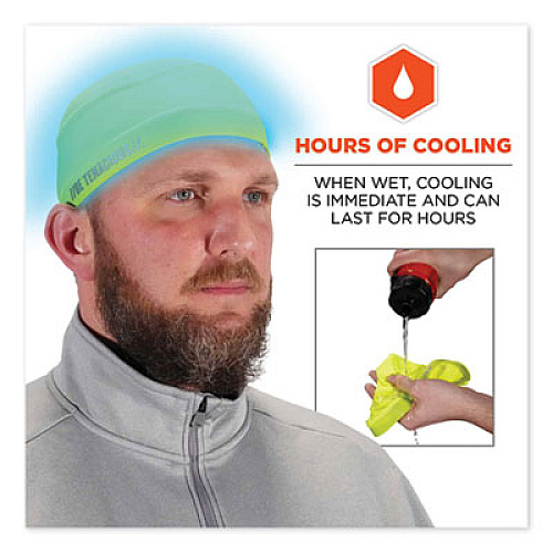 ergodyne Chill-Its 6632 Performance Knit Cooling Skull Cap, Polyester/Spandex, One Size Fits Most, Lime (12687)