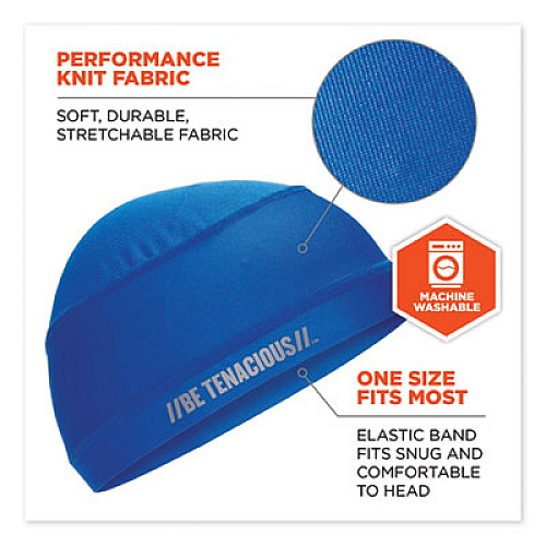 ergodyne Chill-Its 6632 Performance Knit Cooling Skull Cap, Polyester/Spandex, One Size Fits Most, Blue (12689)