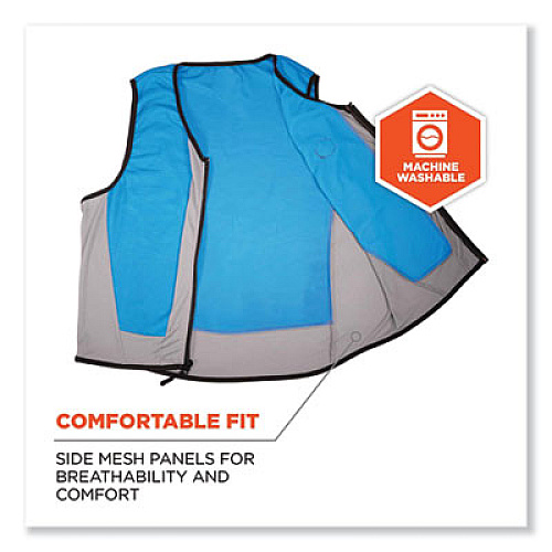 ergodyne Chill-Its 6667 Wet Evaporative PVA Cooling Vest with Zipper, PVA, X-Large, Blue (12695)