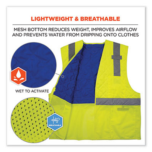 ergodyne Chill-Its 6668 Class 2 Hi-Vis Safety Cooling Vest, Polymer, 2X-Large, Lime (12716)