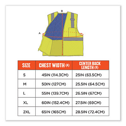 ergodyne Chill-Its 6668 Class 2 Hi-Vis Safety Cooling Vest, Polymer, 2X-Large, Lime (12716)