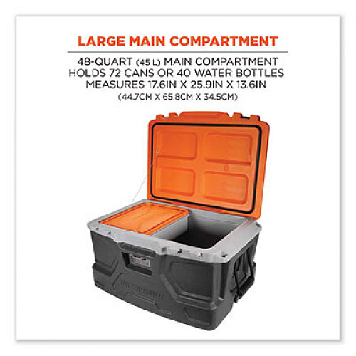 ergodyne Chill-Its 5171 48-Quart Industrial Hard Sided Cooler, Orange/Gray (13171)