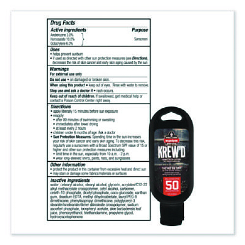 ergodyne Krewd 6352 SPF 50 Sunscreen Lotion, 1.5 oz Bottle, 12/Carton (16632)