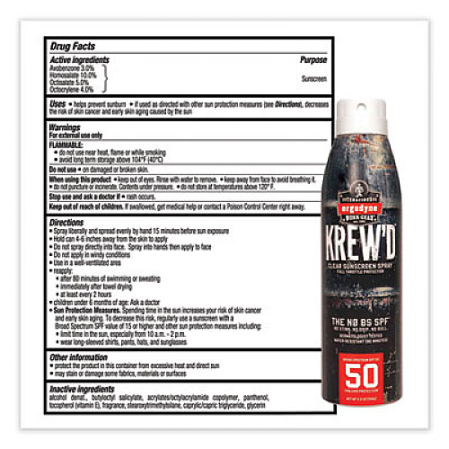 ergodyne Krewd 6353 SPF 50 Sunscreen Spray, 5.5 oz Can (16633)