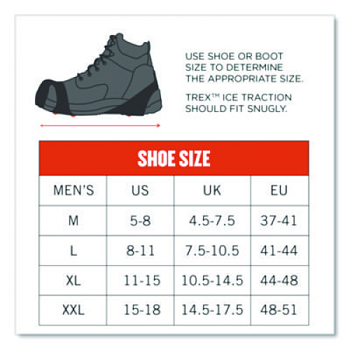 ergodyne Trex 6300 One Piece Slip-on Ice Cleats, X-Large, Black, Pair (16755)