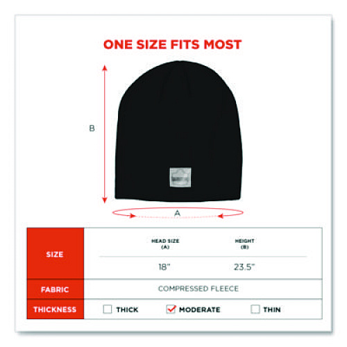 ergodyne N-Ferno 6812 Rib Knit Beanie, One Size Fits Most, Black (16812)