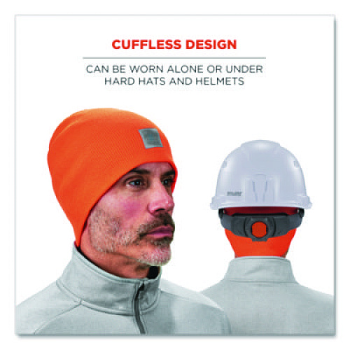 ergodyne N-Ferno 6812 Rib Knit Beanie, One Size Fits Most, Orange (16814)