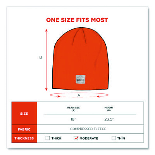 ergodyne N-Ferno 6812 Rib Knit Beanie, One Size Fits Most, Orange (16814)