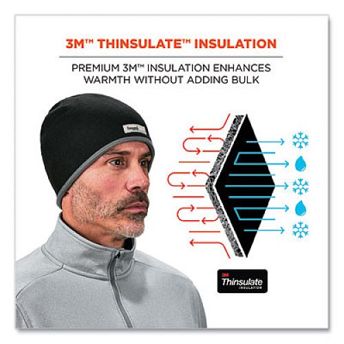 ergodyne N-Ferno 6818 Knit Winter Hat Fleece Lined, One Size Fits Most, Black (16818)