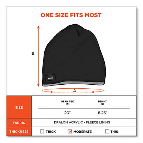 ergodyne N-Ferno 6818 Knit Winter Hat Fleece Lined, One Size Fits Most, Black (16818)