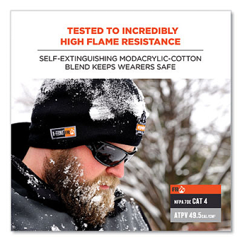 ergodyne N-Ferno 6820 FR Cotton Fleece Knit Hat, One Size Fits Most, Black (16820)
