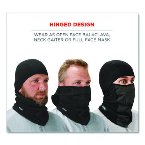 ergodyne N-Ferno 6823 Hinged Balaclava Face Mask, Fleece, One Size Fits Most, Black (16823)