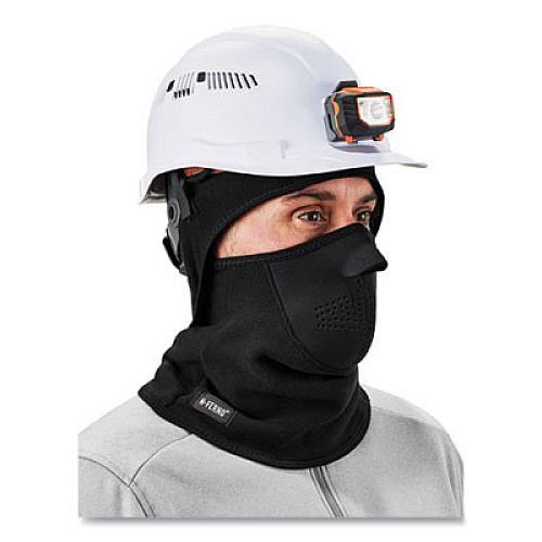 ergodyne N-Ferno 6827 2-Piece Fleece Neoprene Balaclava Face Mask, One Size Fits Most, Black (16827)