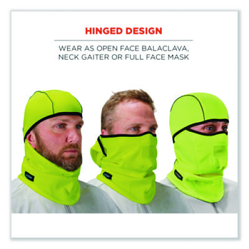 ergodyne N-Ferno 6823 Hinged Balaclava Face Mask, Fleece, One Size Fits Most, Lime (16834)