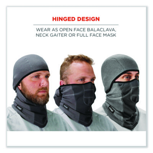 ergodyne N-Ferno 6823 Hinged Balaclava Face Mask, Fleece, One Size Fits Most, Gray (16835)