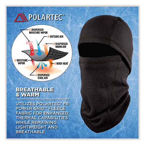 ergodyne N-Ferno 6847 FR Dual Compliant Balaclava Face Mask, Polartec FR Power Grid Fleece, One Size Fits Most, Black (16847)