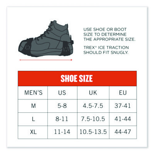 ergodyne Trex 6325 Spikeless Traction Devices, Large (Men's Size 8 to 11), Black, Pair (16924)