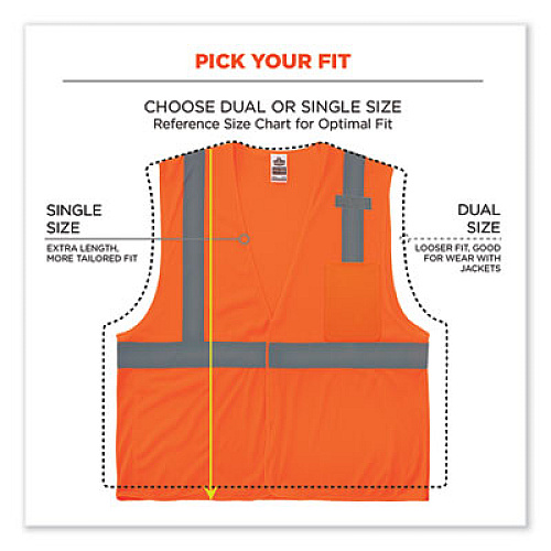 ergodyne GloWear 8210HL Class 2 Economy Mesh Hook and Loop Vest, Polyester, 2X-Large/3X-Large, Orange (21017)