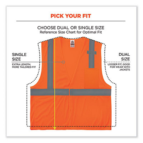 ergodyne GloWear 8210HL Class 2 Economy Mesh Hook and Loop Vest, Polyester, 4X-Large/5X-Large, Orange (21019)
