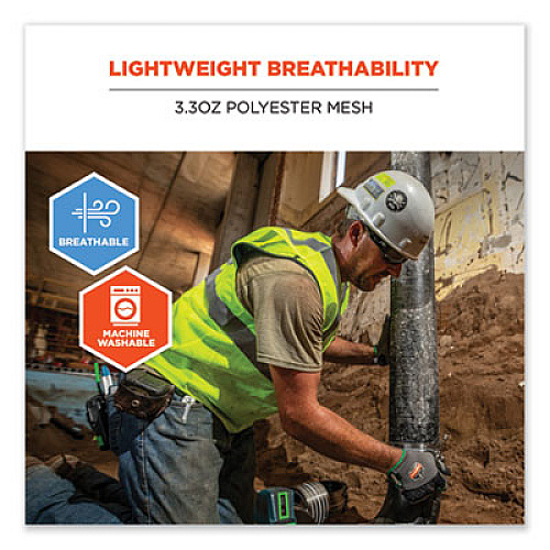 ergodyne GloWear 8210HL Class 2 Economy Mesh Hook and Loop Vest, Polyester, Small/Medium, Lime (21023)