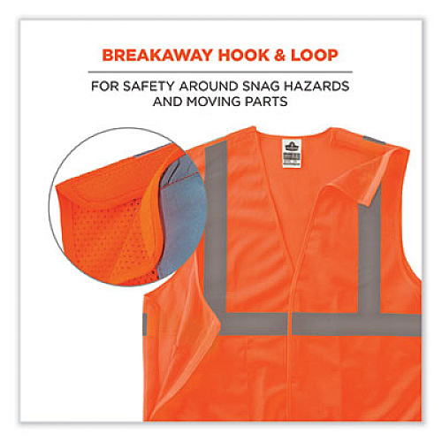 ergodyne GloWear 8215BA Class 2 Economy Breakaway Mesh Vest, Polyester, X-Small, Orange (21061)