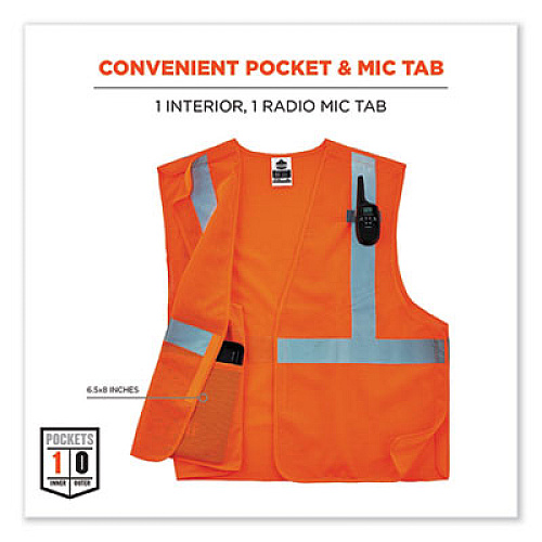 ergodyne GloWear 8215BA Class 2 Economy Breakaway Mesh Vest, Polyester, X-Small, Orange (21061)