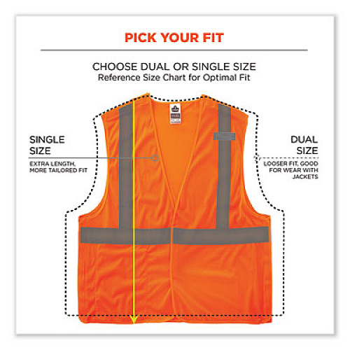 ergodyne GloWear 8215BA Class 2 Economy Breakaway Mesh Vest, Polyester, X-Small, Orange (21061)