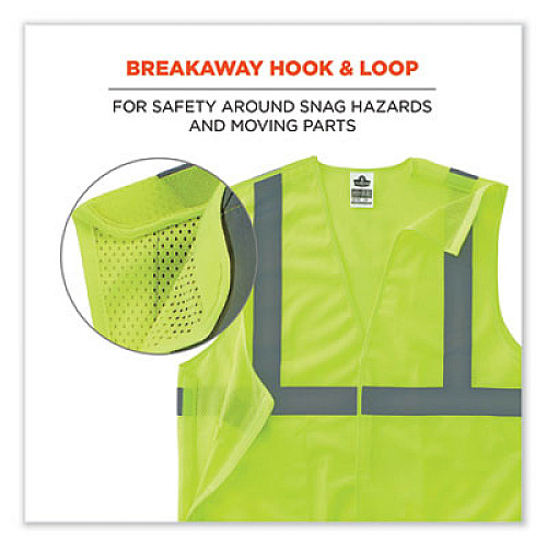 ergodyne GloWear 8215BA Class 2 Economy Breakaway Mesh Vest, Polyester, X-Small, Lime (21071)