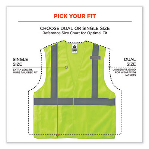 ergodyne GloWear 8215BA Class 2 Economy Breakaway Mesh Vest, Polyester, X-Small, Lime (21071)