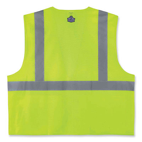 ergodyne GloWear 8220Z Class 2 Standard Mesh Zipper Vest, Polyester, Small/Medium, Lime (21123)