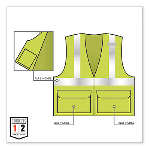 ergodyne GloWear 8220Z Class 2 Standard Mesh Zipper Vest, Polyester, 2X-Large/3X-Large, Lime (21127)