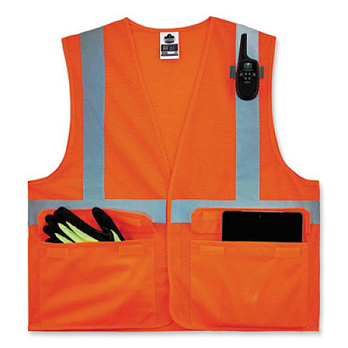ergodyne GloWear 8220HL Class 2 Standard Mesh Hook and Loop Vest, Polyester, 2X-Large/3X-Large, Orange (21137)