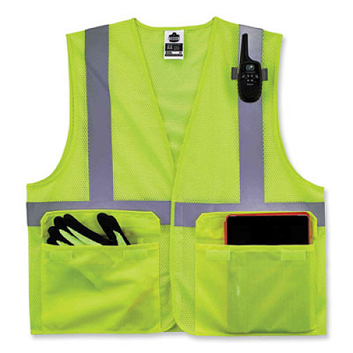 ergodyne GloWear 8220HL Class 2 Standard Mesh Hook and Loop Vest, Polyester, Large/X-Large, Lime (21145)