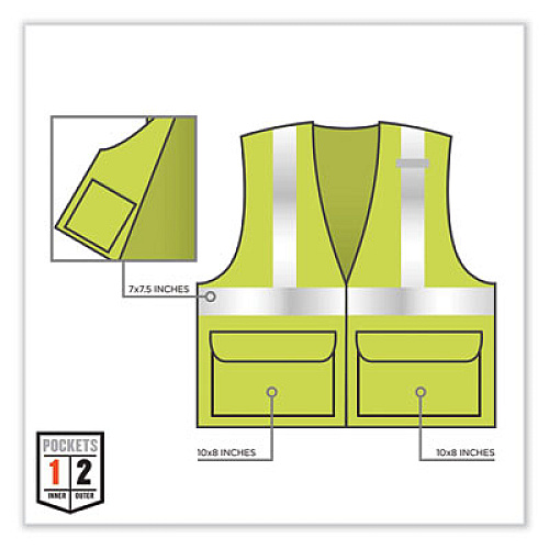 ergodyne GloWear 8220HL Class 2 Standard Mesh Hook and Loop Vest, Polyester, 2X-Large/3X-Large, Lime (21147)
