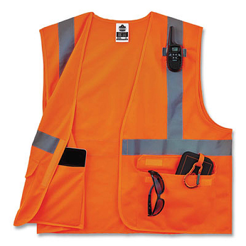 ergodyne GloWear 8225HL Class 2 Standard Solid Hook and Loop Vest, Polyester, Orange, Small/Medium (21173)