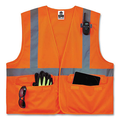 ergodyne GloWear 8225HL Class 2 Standard Solid Hook and Loop Vest, Polyester, Orange, 2X-Large/3X-Large (21177)