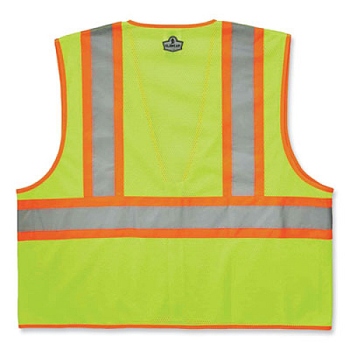 ergodyne GloWear 8229Z Class 2 Economy Two-Tone Zipper Vest, Polyester, X-Small, Lime (21291)