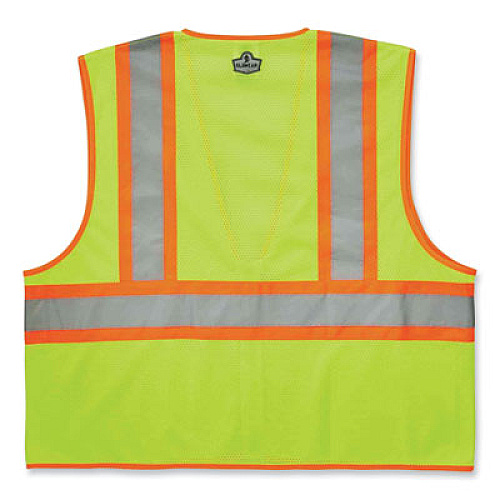 ergodyne GloWear 8229Z Class 2 Economy Two-Tone Zipper Vest, Polyester, 4X-Large/5X-Large, Lime (21299)