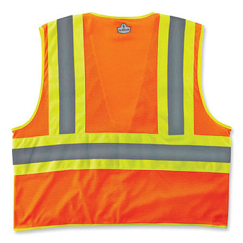 ergodyne GloWear 8229Z Class 2 Economy Two-Tone Zipper Vest, Polyester, Small/Medium, Orange (21303)