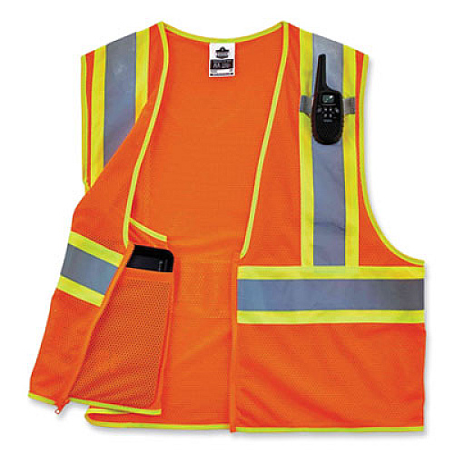 ergodyne GloWear 8229Z Class 2 Economy Two-Tone Zipper Vest, Polyester, Large/X-Large, Orange (21305)