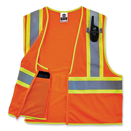 ergodyne GloWear 8229Z Class 2 Economy Two-Tone Zipper Vest, Polyester, 2X-Large/3X-Large, Orange (21307)