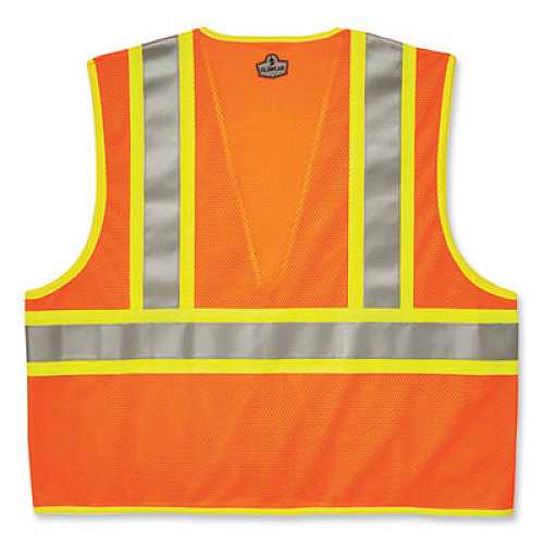 ergodyne GloWear 8230Z Class 2 Two-Tone Mesh Zipper Vest, Polyester, Small/Medium, Orange (21313)